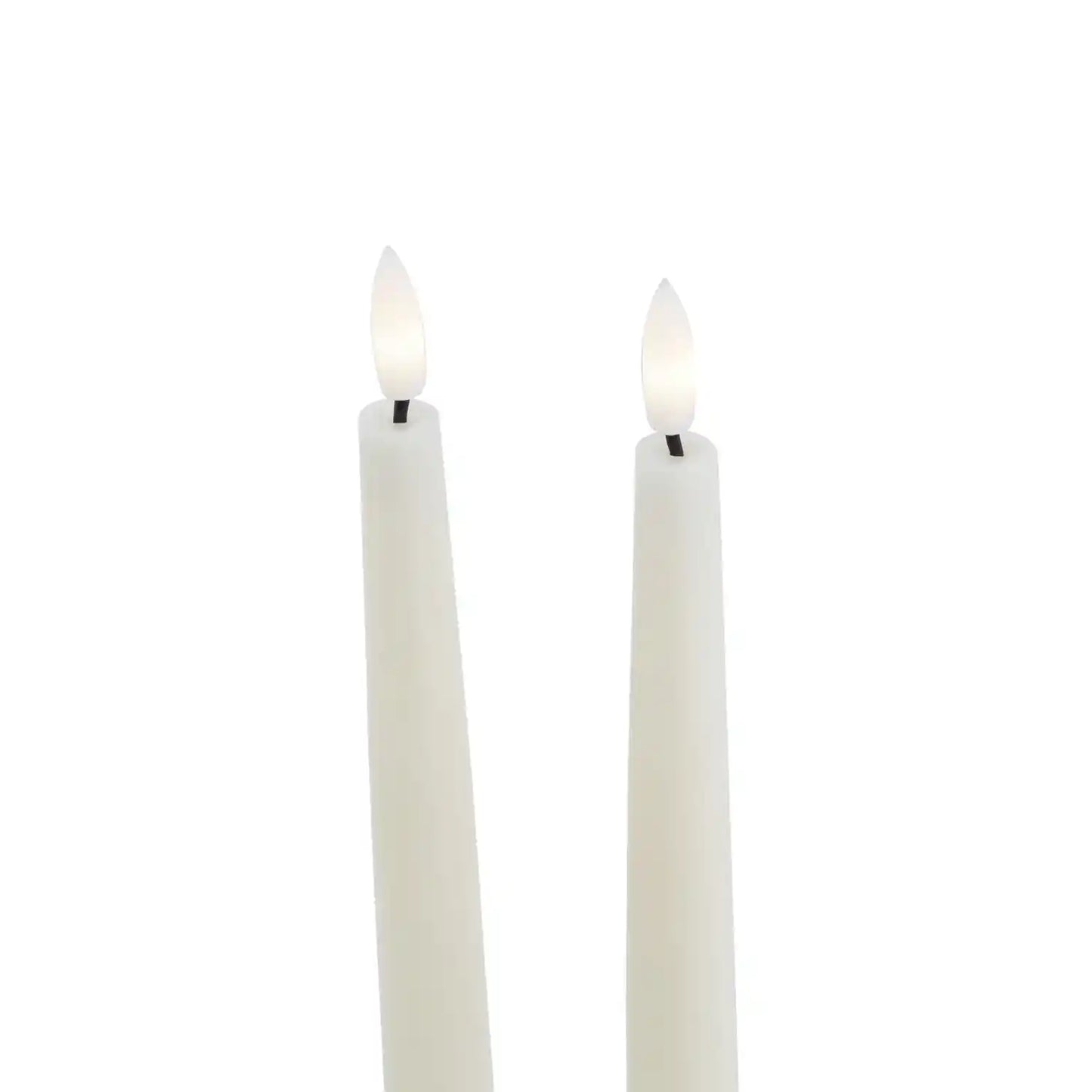 Set of 2 Beige LED Taper Candles with Flickering Flame 25x2cm – Click Style