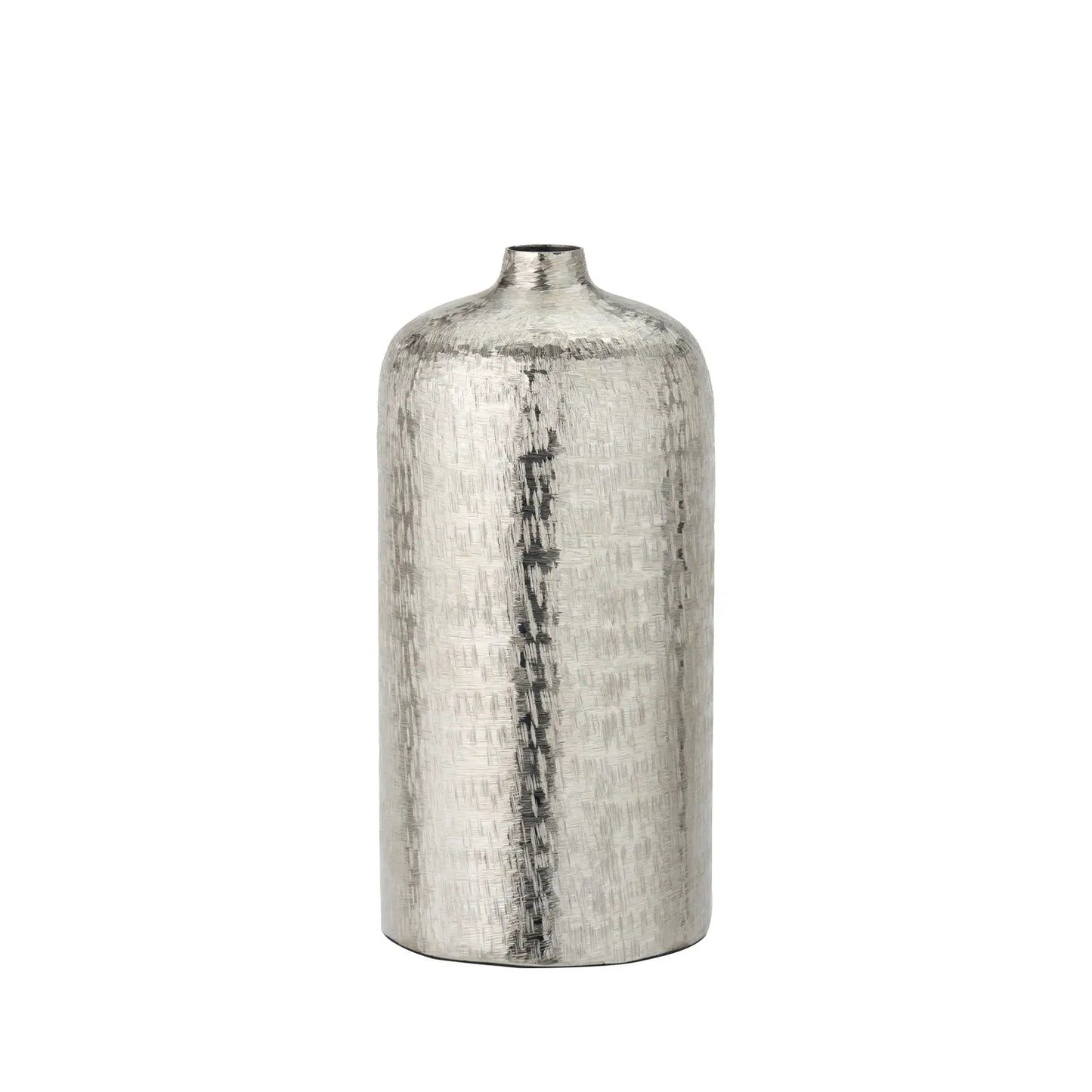 Silver Hammered Metal Narrow Neck Bottle Vase – Click Style