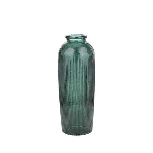Tall Emerald Green Ribbed Recycled Glass Floor Vase – Click Style