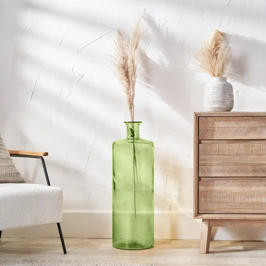 Tall Forest Green Recycled Glass Bottle Floor Vase – Click Style