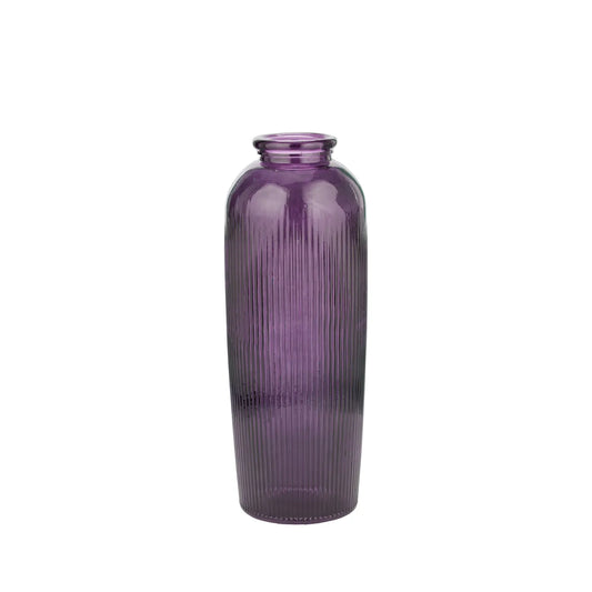 Tall Purple Ribbed Recycled Glass Floor Vase – Click Style