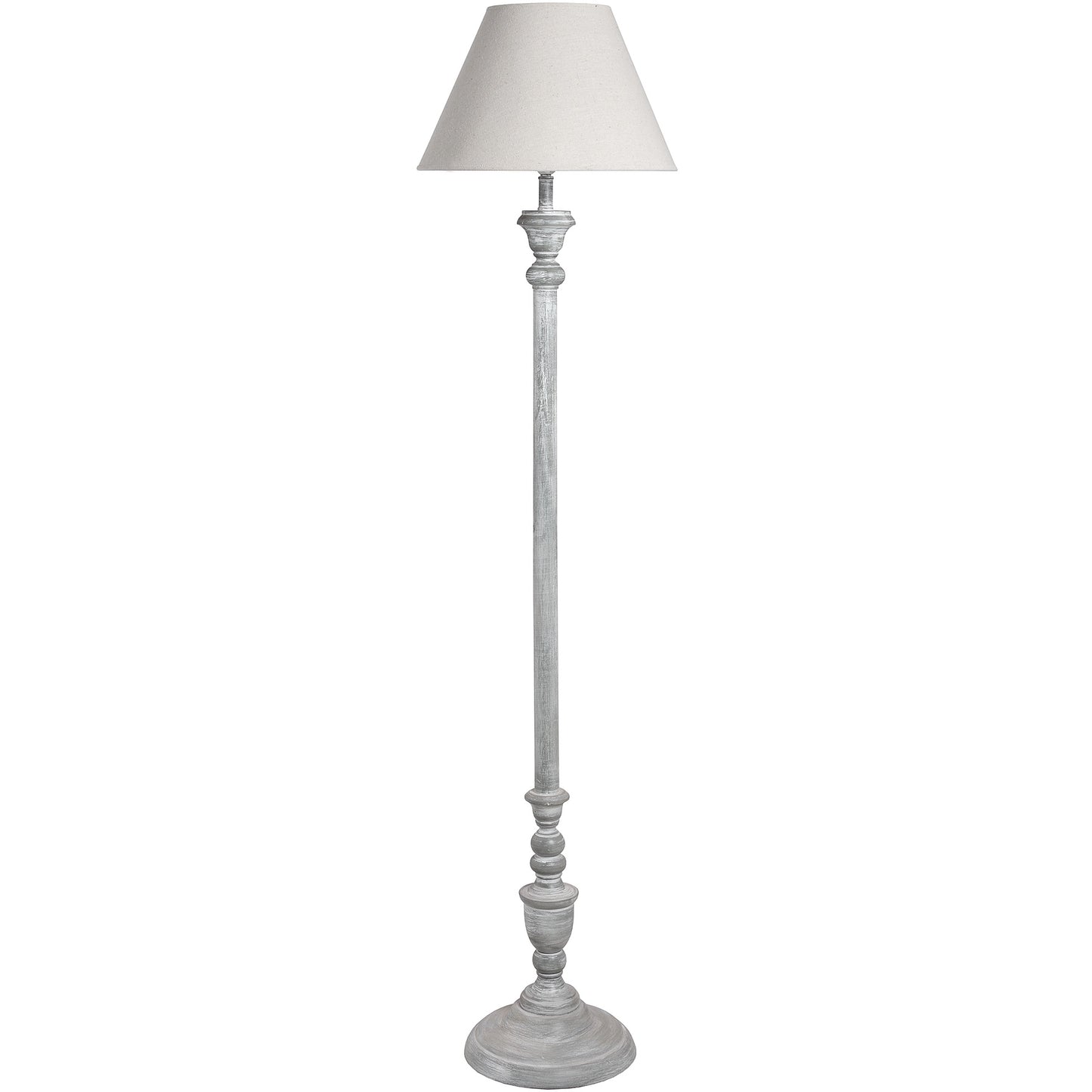 Distressed Grey Floor Lamp with Linen Shade