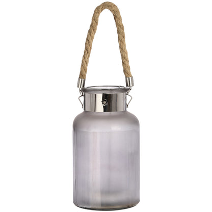 Jar of Stars Frosted Glass LED Lantern with Rope Detail 26cm