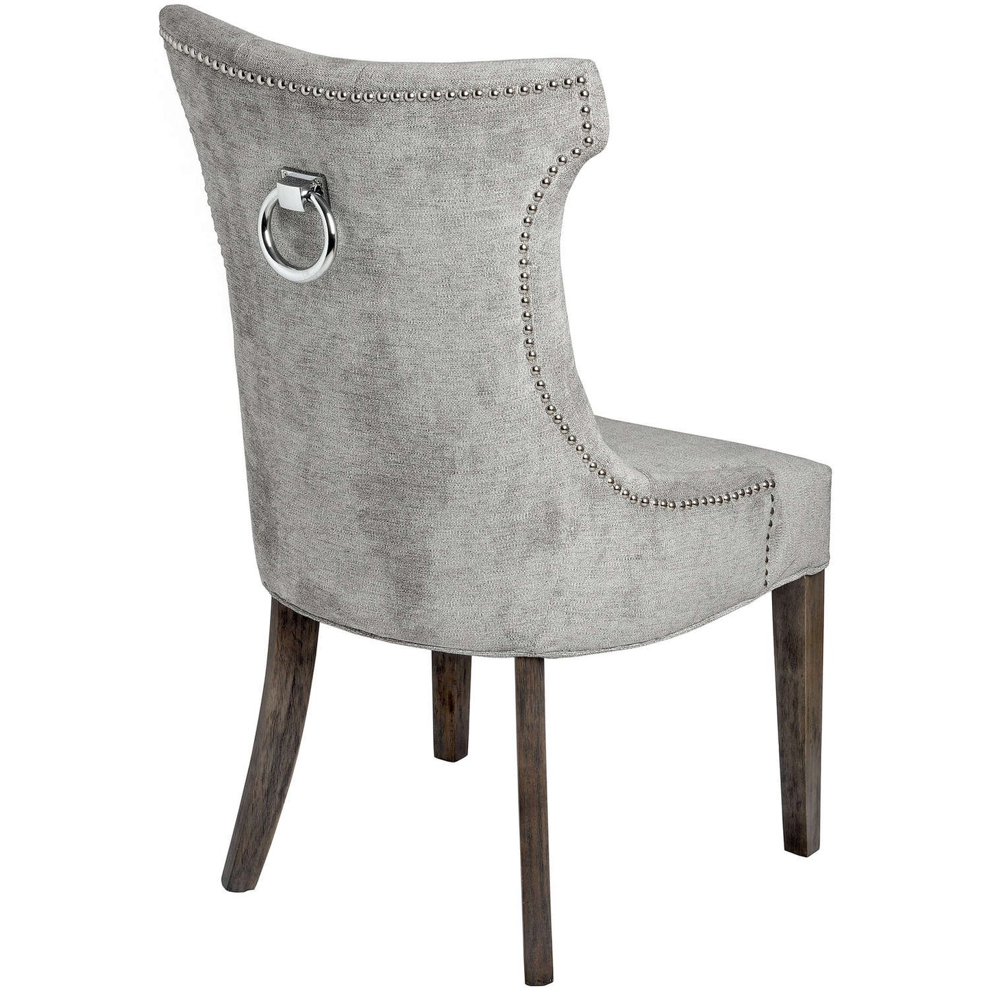 High Wing Silver Dining Chair with Ring Pull