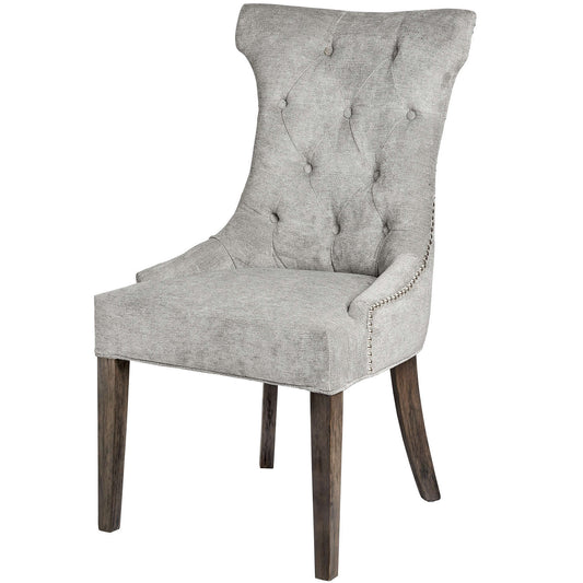 High Wing Silver Dining Chair with Ring Pull