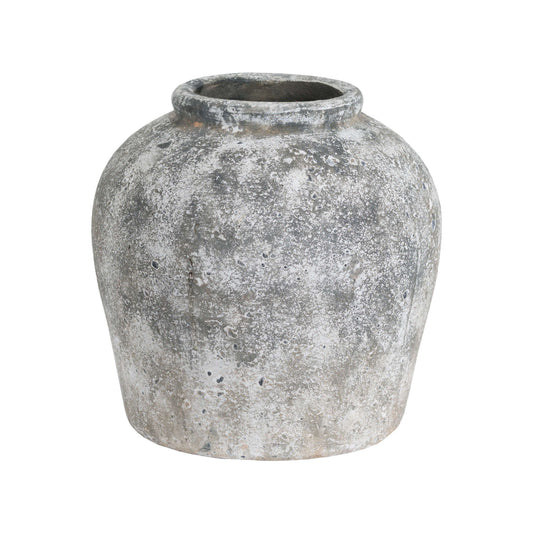 Grey Distressed Stone Ceramic Vase 30x29cm