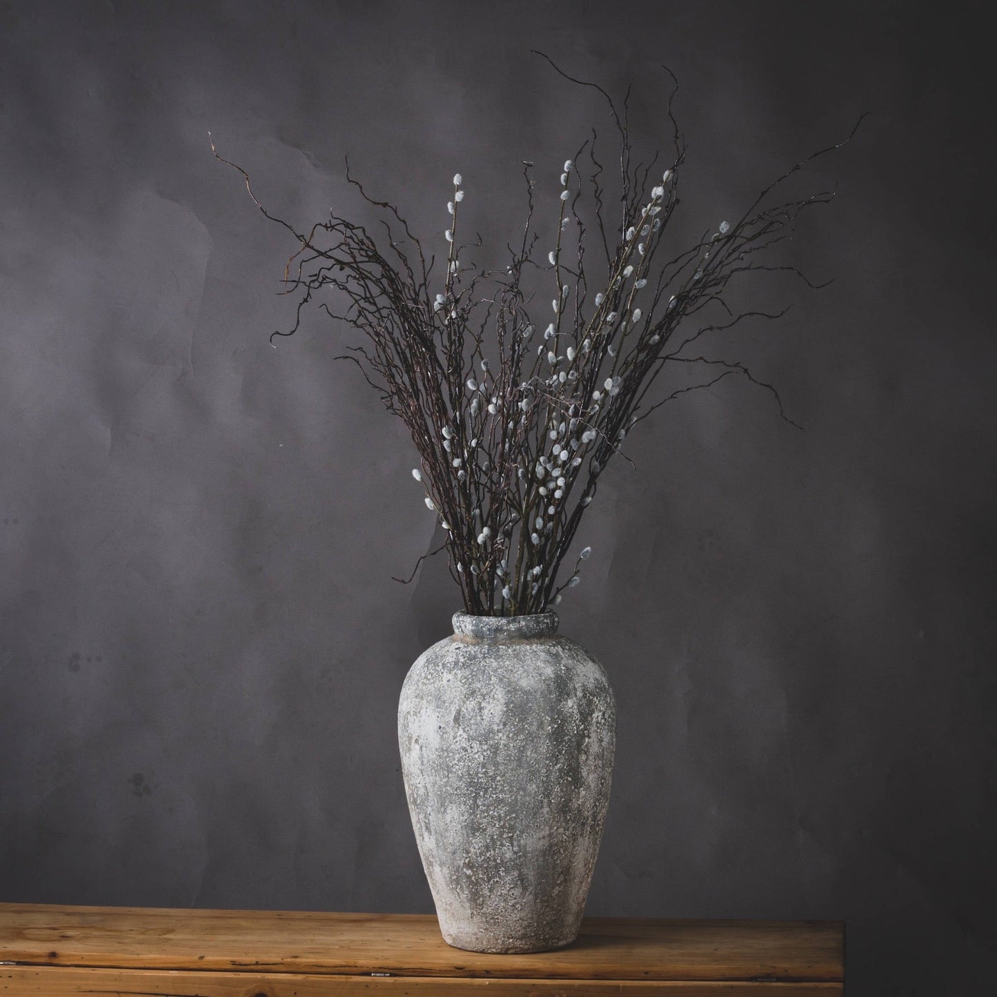 Grey Distressed Stone Ceramic Vase 45x28cm