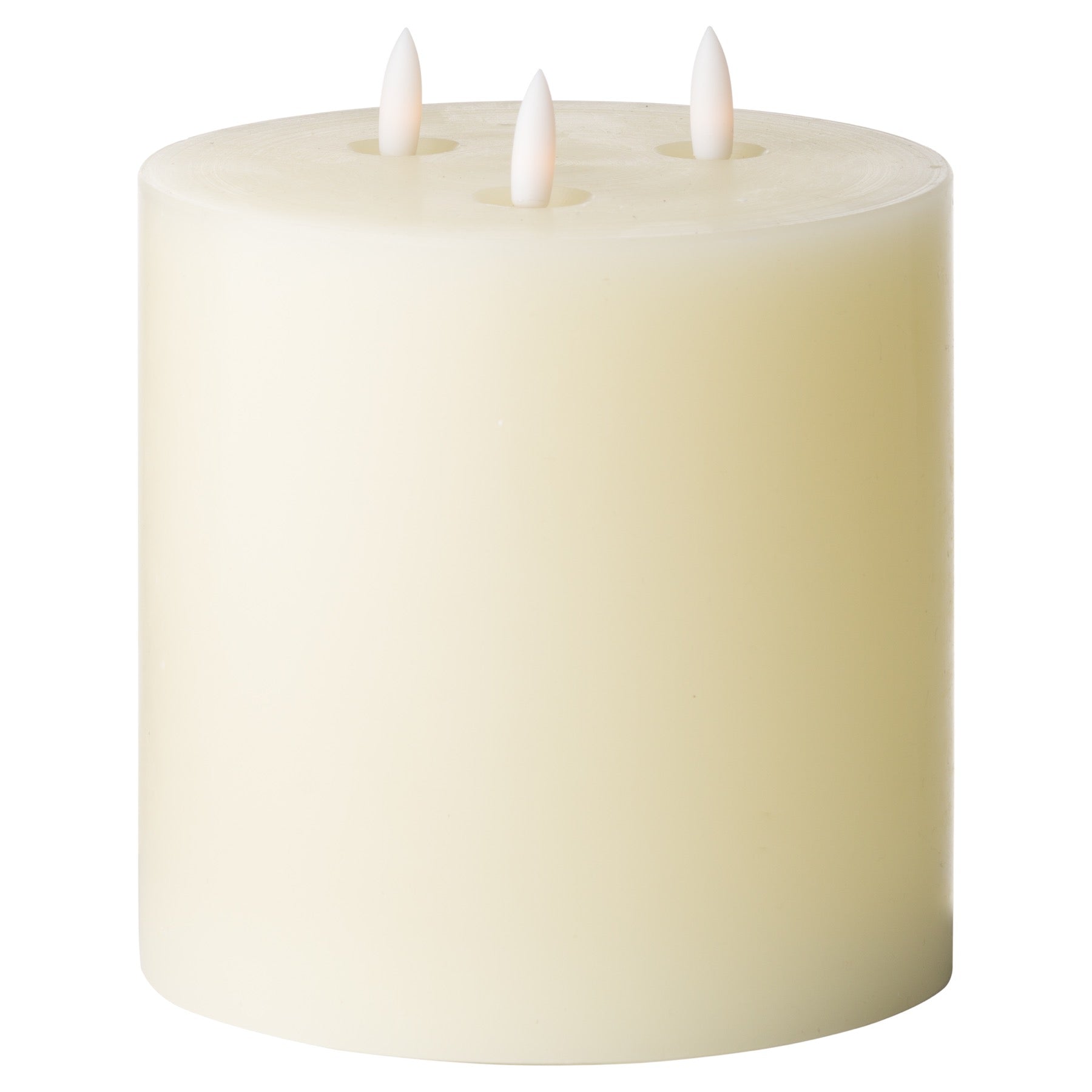 Cream LED 3 Wick Pillar Candle with Flickering Flame 15x15cm – Click Style