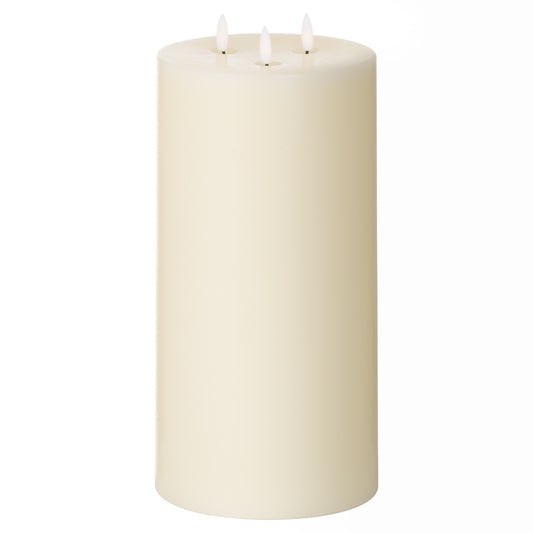 Cream LED 3 Wick Pillar Candle with Flickering Flame 30x15cm – Click Style