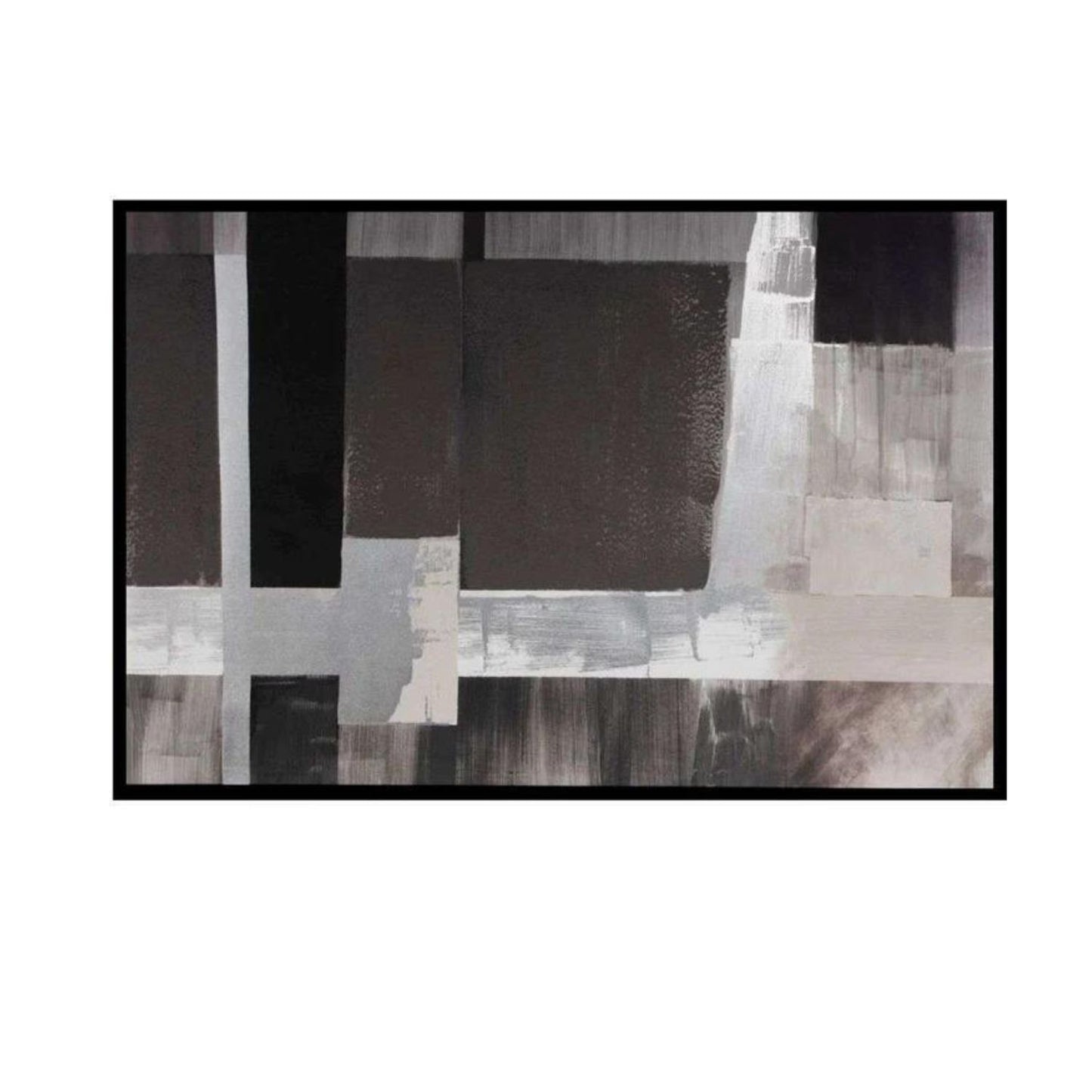 Foil abstract rectangular canvas in black, brown and white