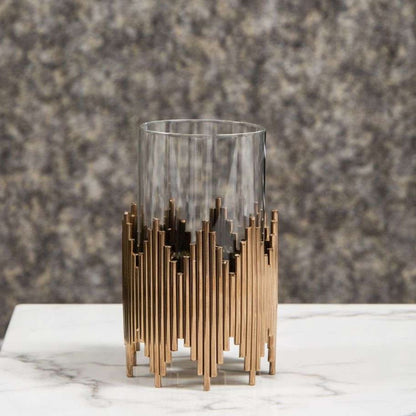 Rose gold plated candle holder with sleek design