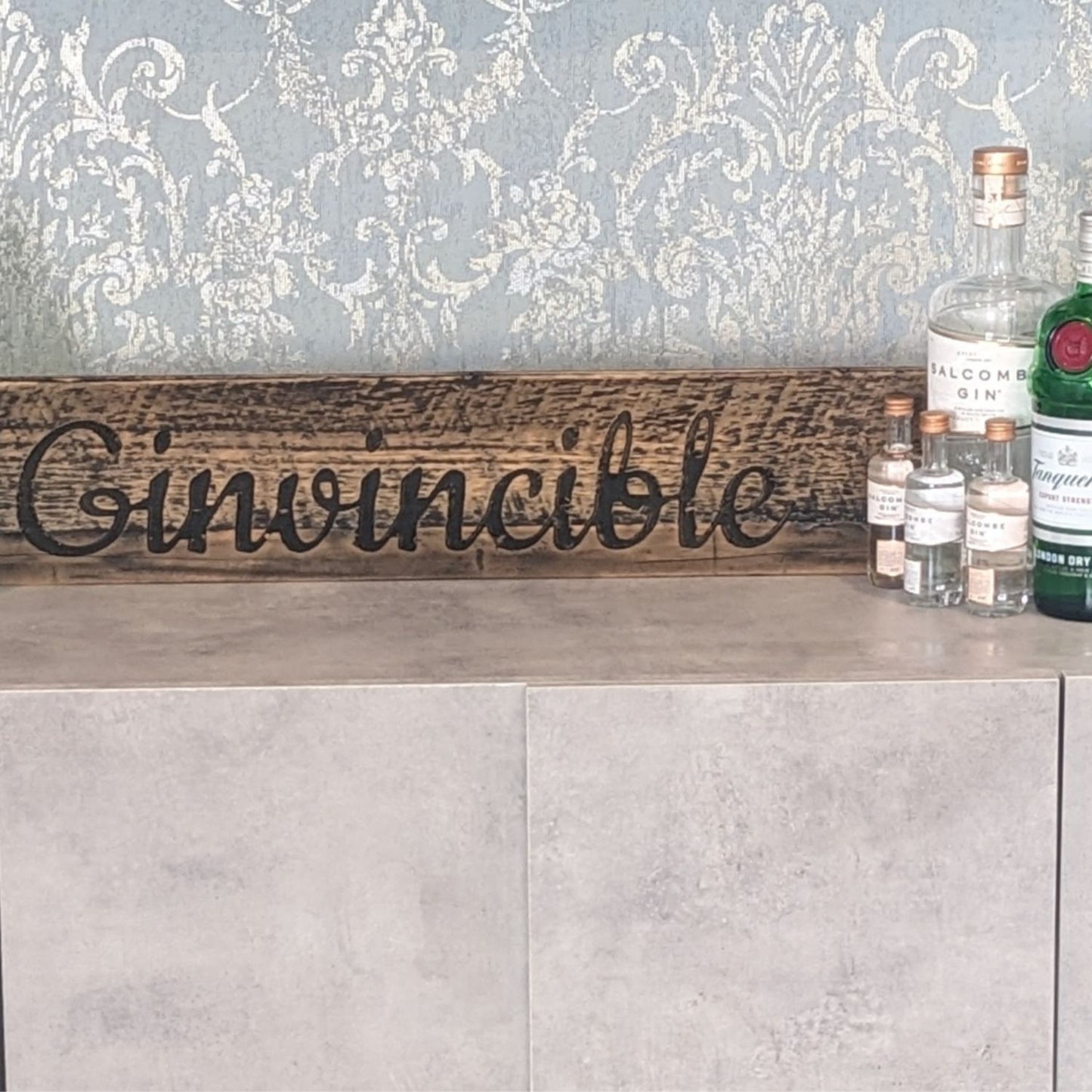 Gin Sign, Ginvincible, made with reclaimed wood