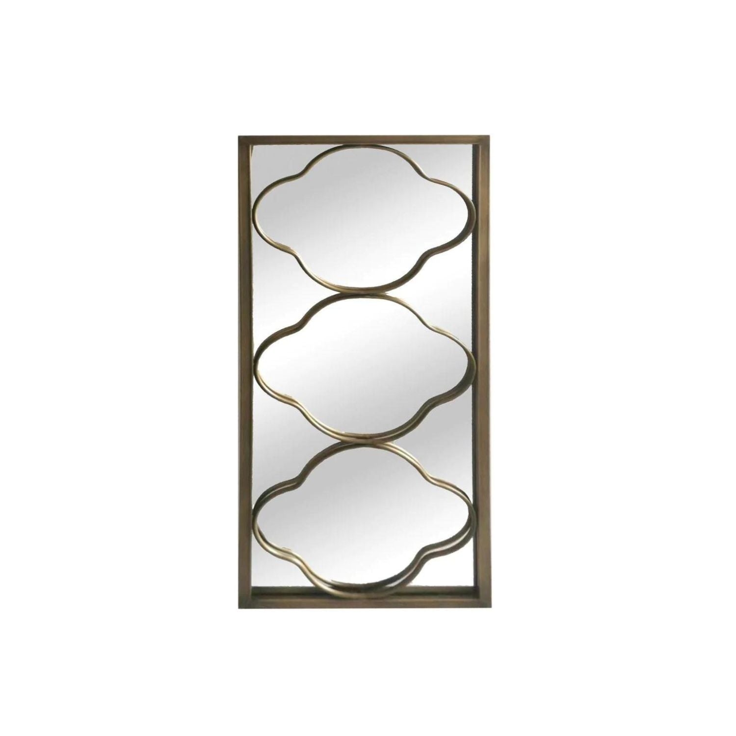 Gold Rectangular Wall Mirror with an art deco design