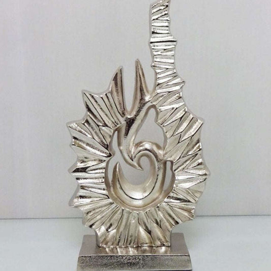 Silver sculpture ornament in an abstract design