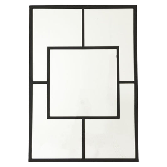 Black window wall mirror with multiple panes