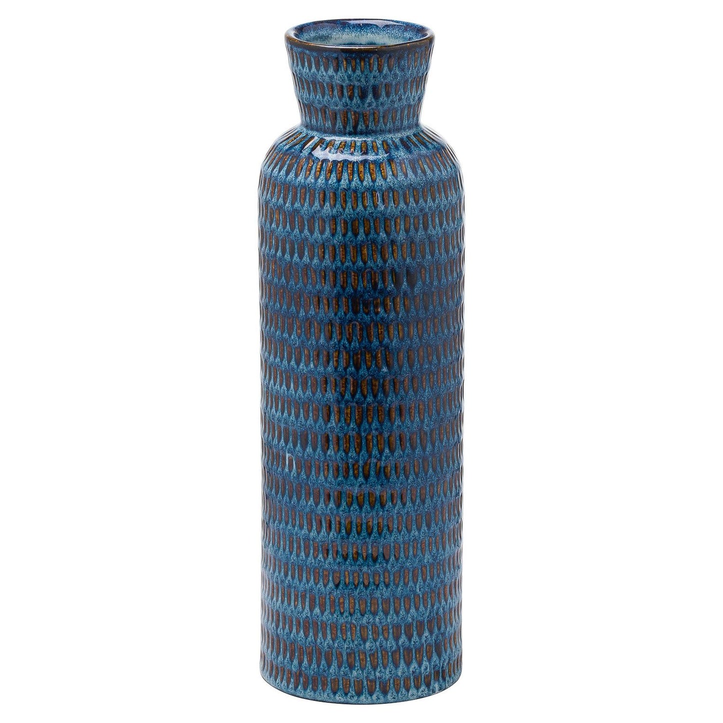 Blue Artisan Flute Vase 38x11cm