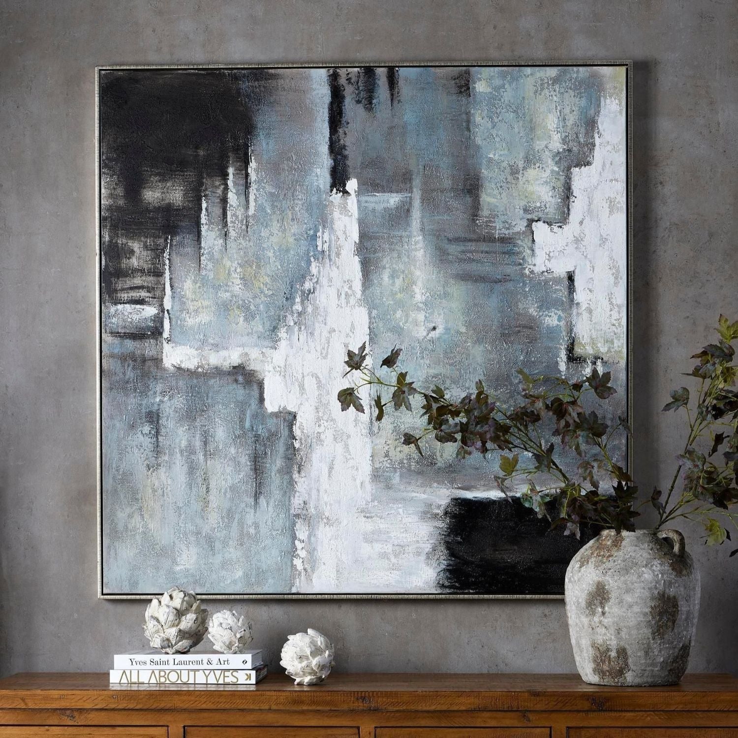 Large abstract canvas in black and white