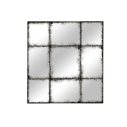 Square Black Window Mirror with Antique Effect