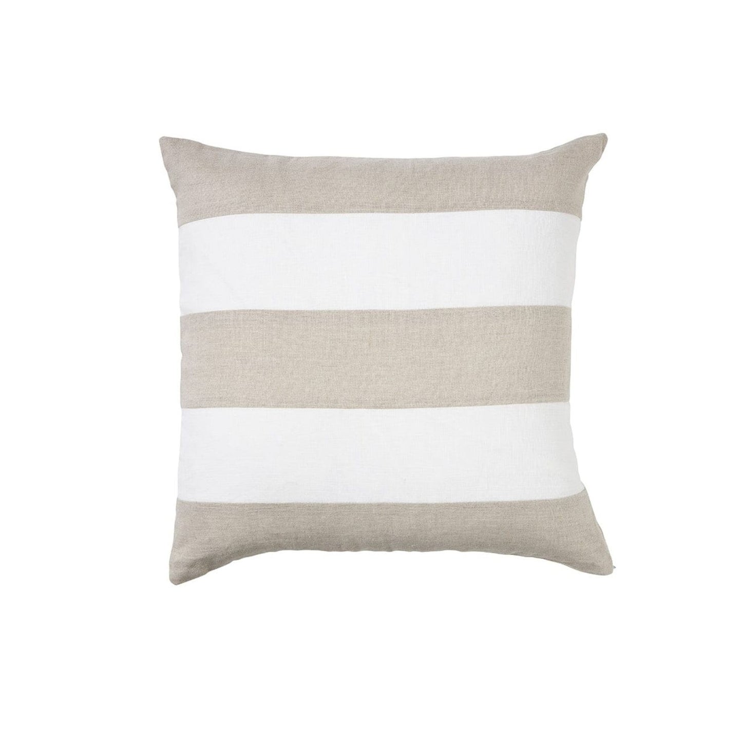 Sand & White Striped Linen Cushion 50x50