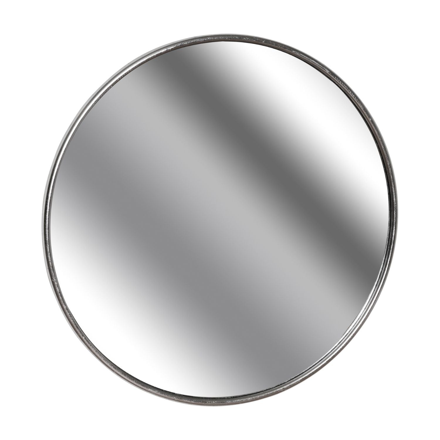 Circular silver wall mirror