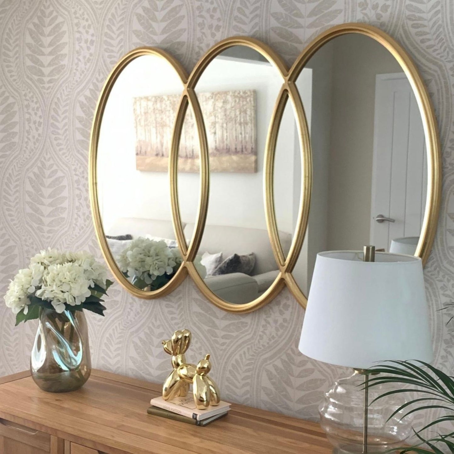 Gold Wall Mirror with three overlapping ovals