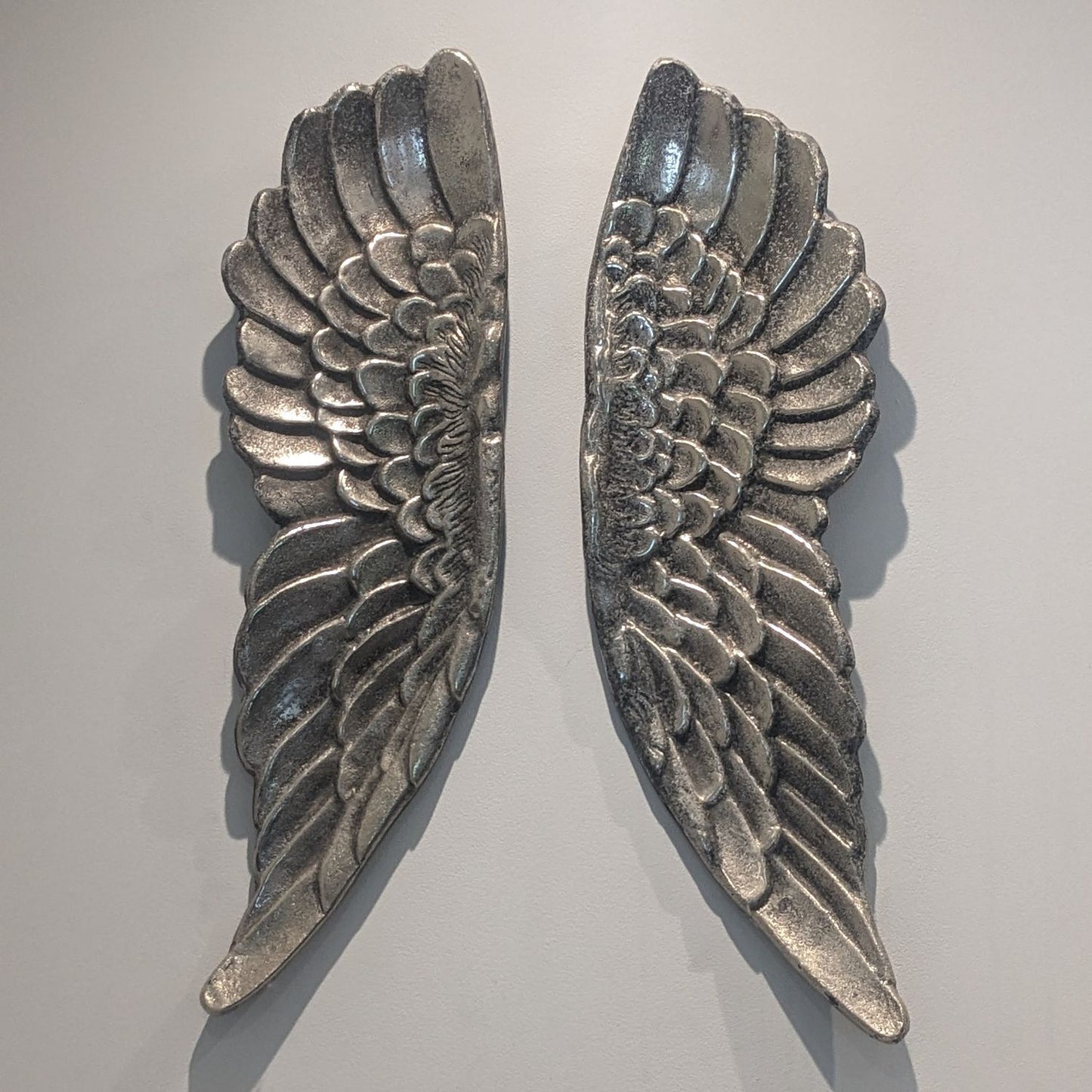 Large Antique Silver Angel Wings Wall Art