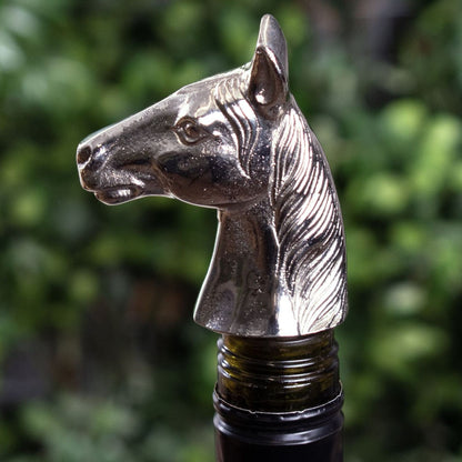 Horse bottle stopper in silver nickel