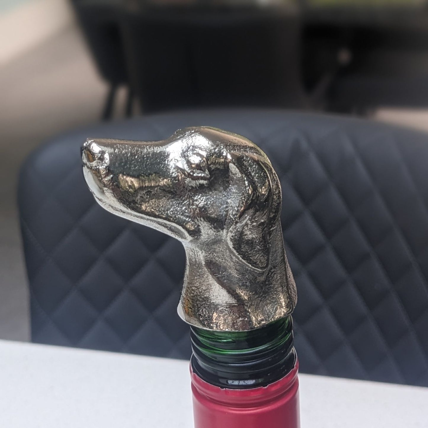Dog Bottle Stopper in Silver Nickel