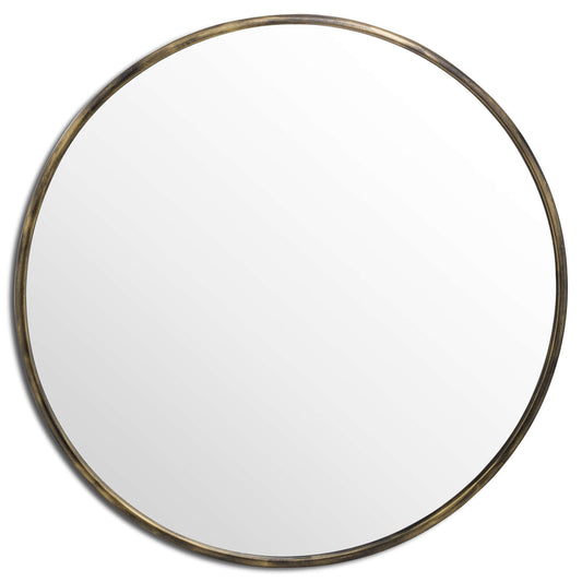 Large Round Antique Brass Wall Mirror 120x2.5cm – Click Style