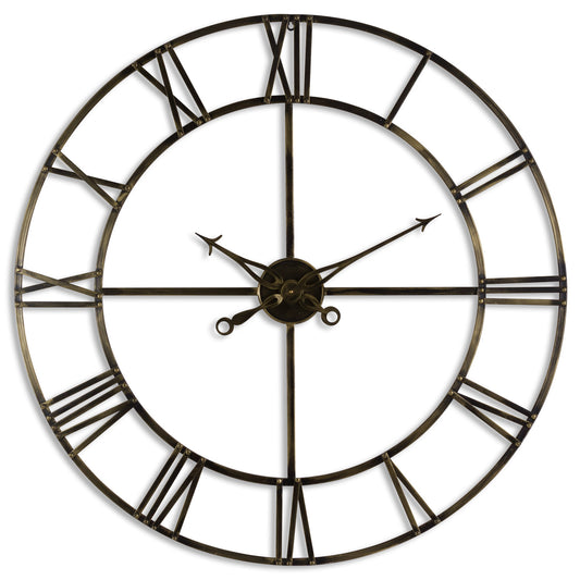 Large Skeleton Brass Wall Clock