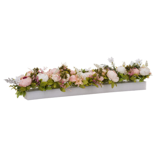 Faux Pink Peony & Greenery Table Runner