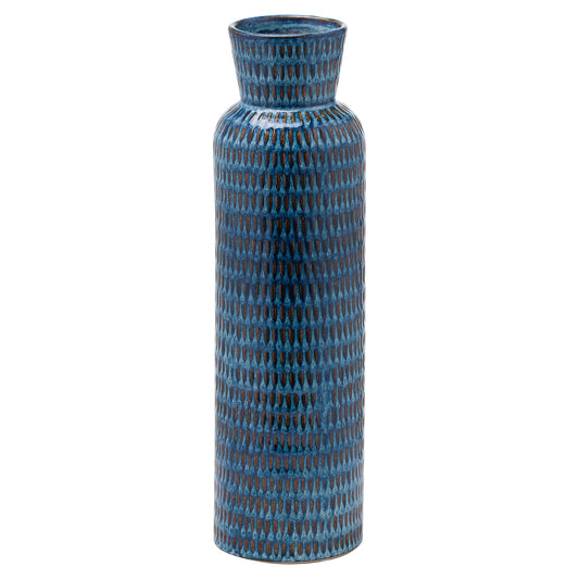 Blue Artisan Flute Vase 44x13cm
