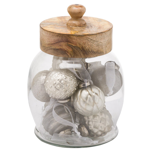 Christmas Tree Baubles In Stylish Jar, Set of 20