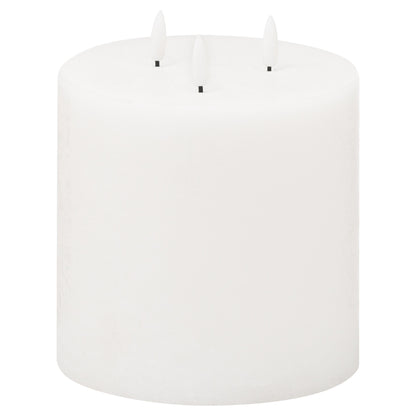 White LED 3 Wick Pillar Candle with Flickering Flame 15x15cm – Click Style