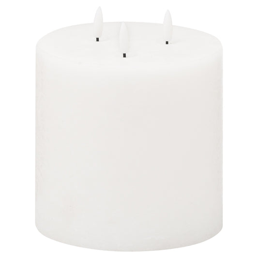 White LED 3 Wick Pillar Candle with Flickering Flame 15x15cm – Click Style