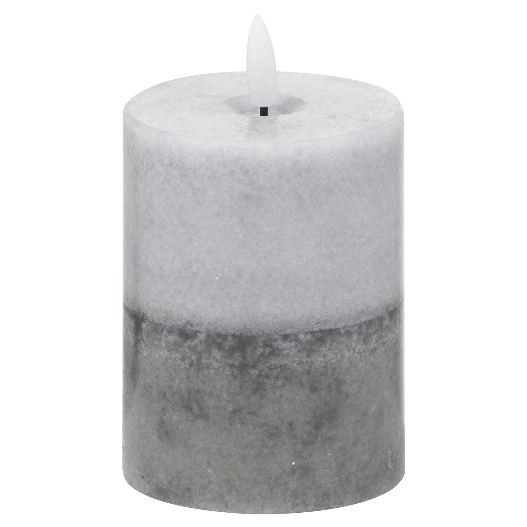 Grey Stone-Effect LED Pillar Candle with Flickering Flame 10x7.5cm – Click Style