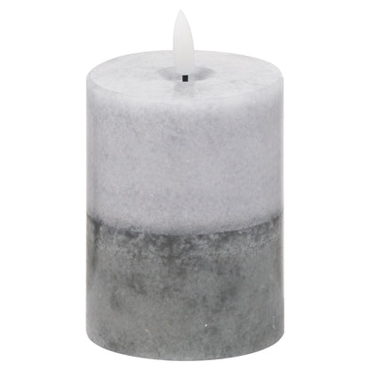 Grey Stone-Effect LED Pillar Candle with Flickering Flame 10x7.5cm – Click Style