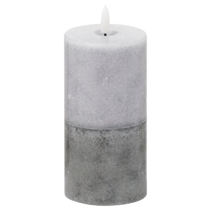 Grey Stone-Effect LED Pillar Candle with Flickering Flame 15x7.5cm – Click Style