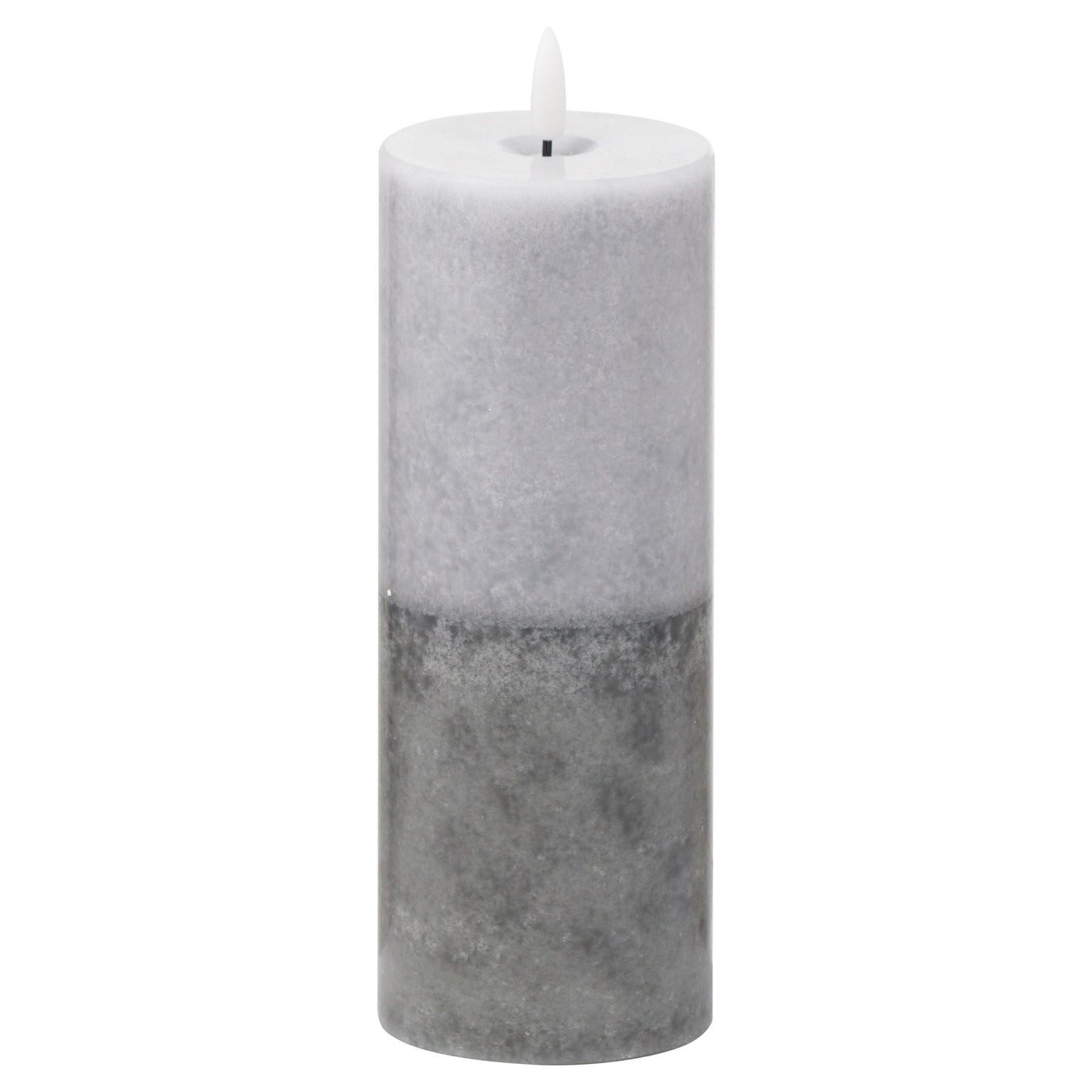 Grey Stone-Effect LED Pillar Candle with Flickering Flame 20x7.5cm – Click Style