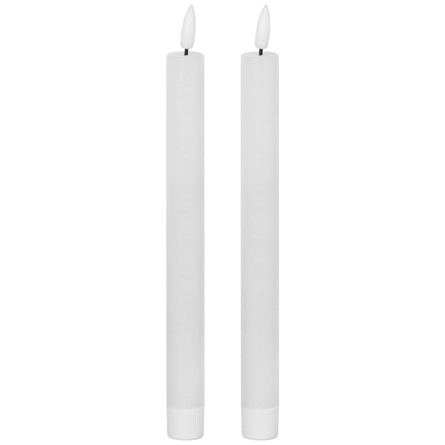 Set of 2 White LED Taper Candles with Flickering Flame 25x2cm – Click Style