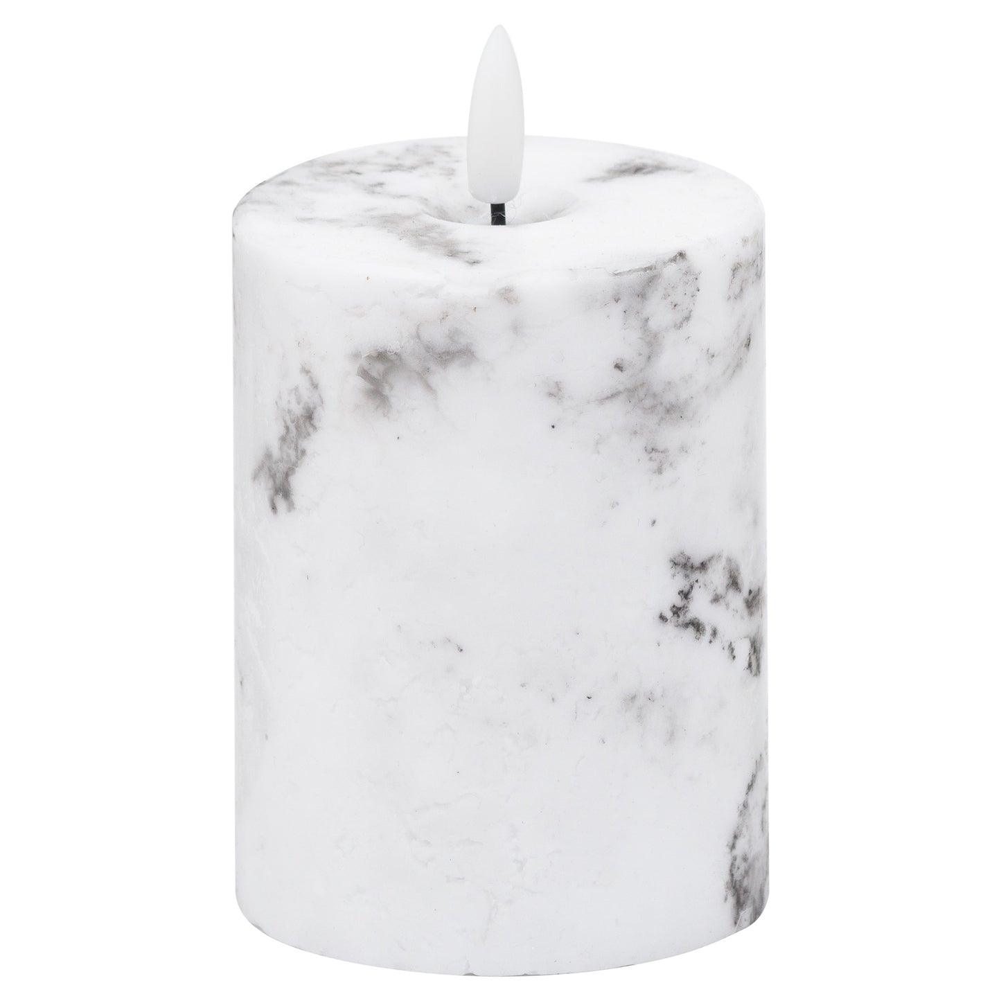 Marble-Effect LED Pillar Candle with Flickering Flame 10x7.5cm – Click Style