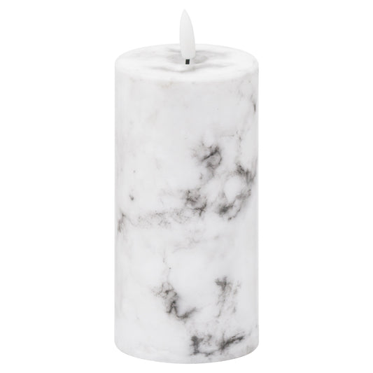 Marble-Effect LED Pillar Candle with Flickering Flame 15x7.5cm – Click Style