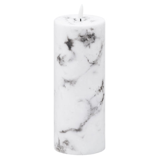 Marble-Effect LED Pillar Candle with Flickering Flame 23x9cm – Click Style