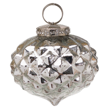 Silver Textured Christmas Tree Bauble 8cm