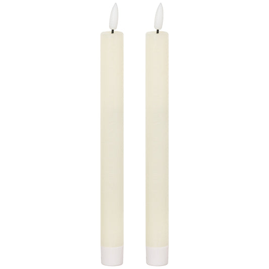 Set of 2 Cream LED Taper Candles with Flickering Flame 25x2cm – Click Style