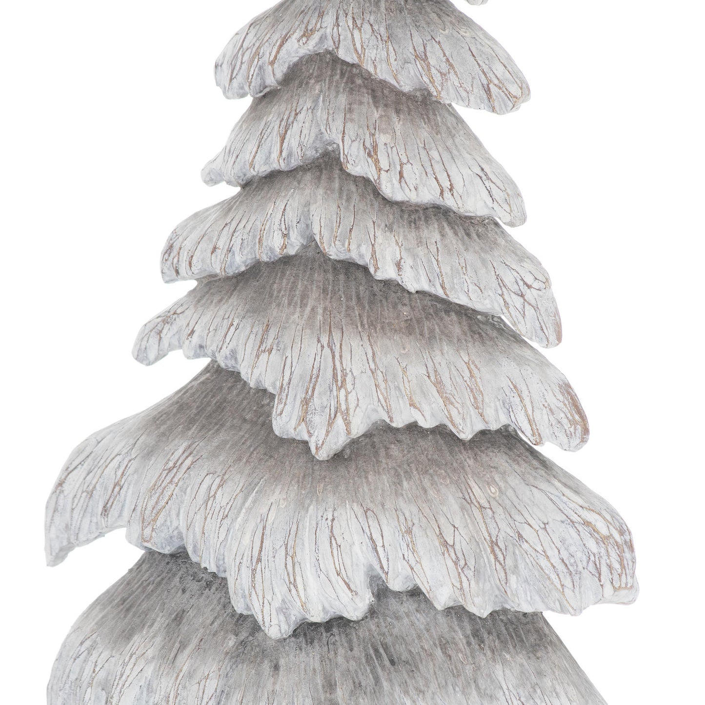 Grey Carved Wood Effect Snowy Tree Ornament 35cm