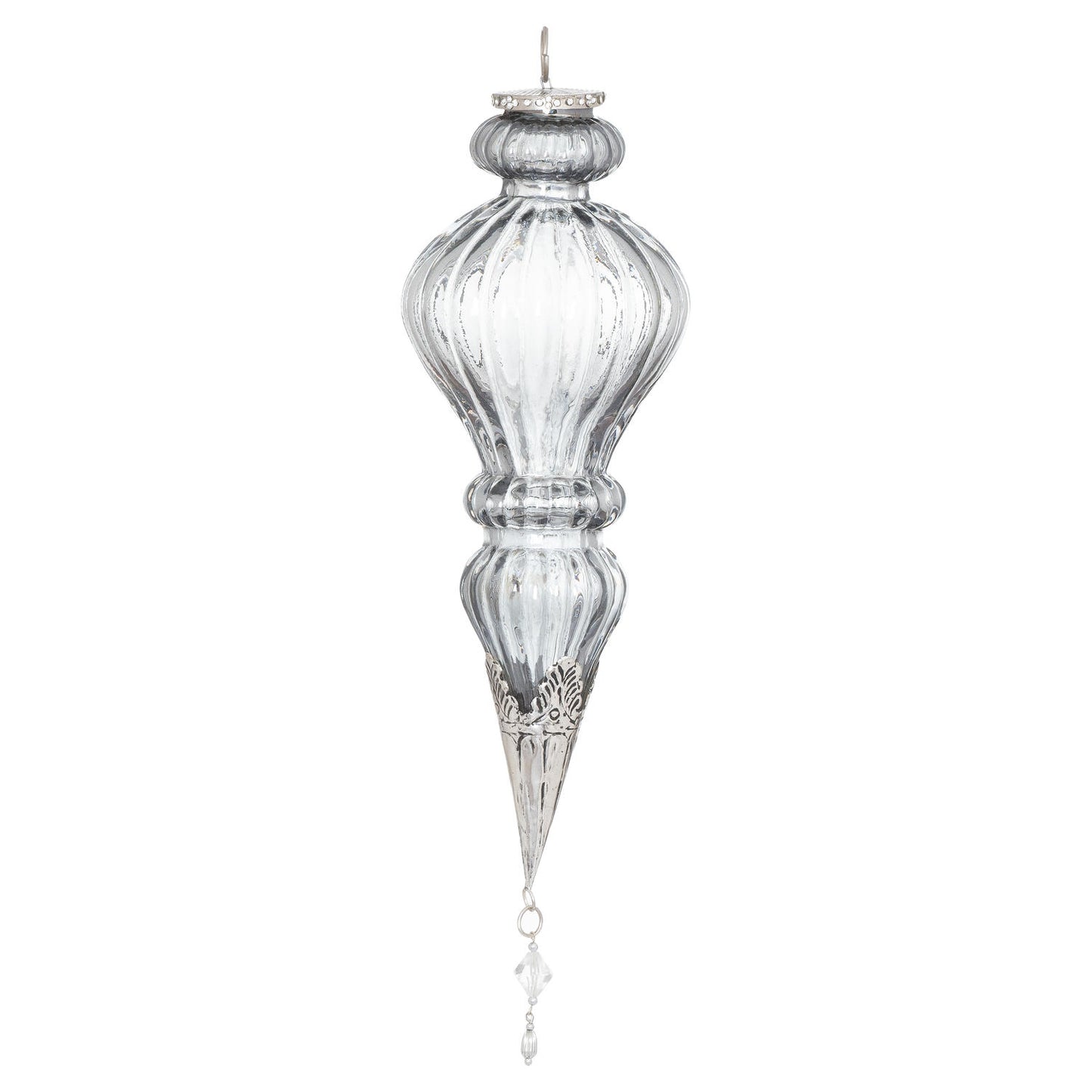 Extra Large Smoked Glass Jewel Drop Hanging Bauble 33cm