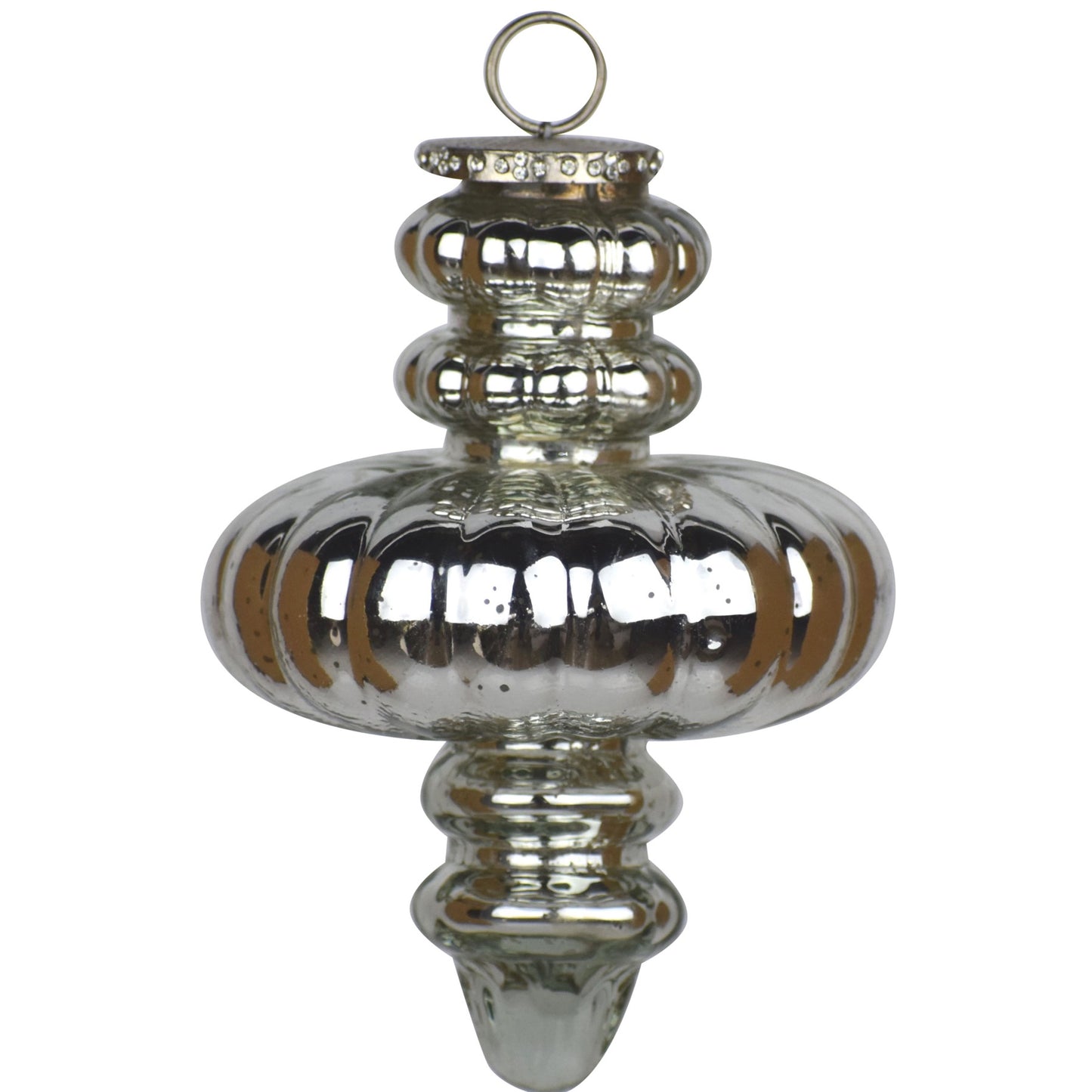 Large Silver Fluted Hanging Bauble 17cm