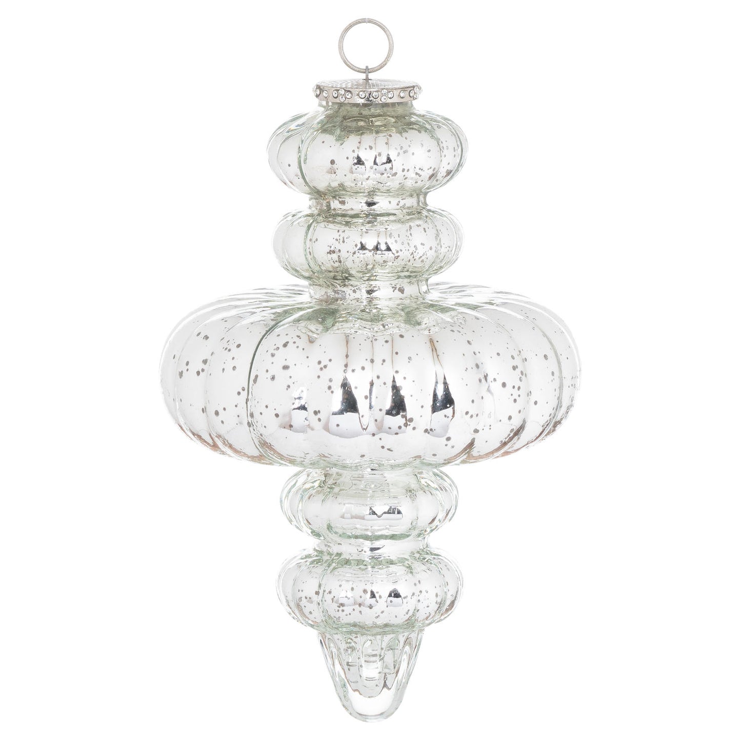 Extra Large Silver Fluted Hanging Bauble 25cm