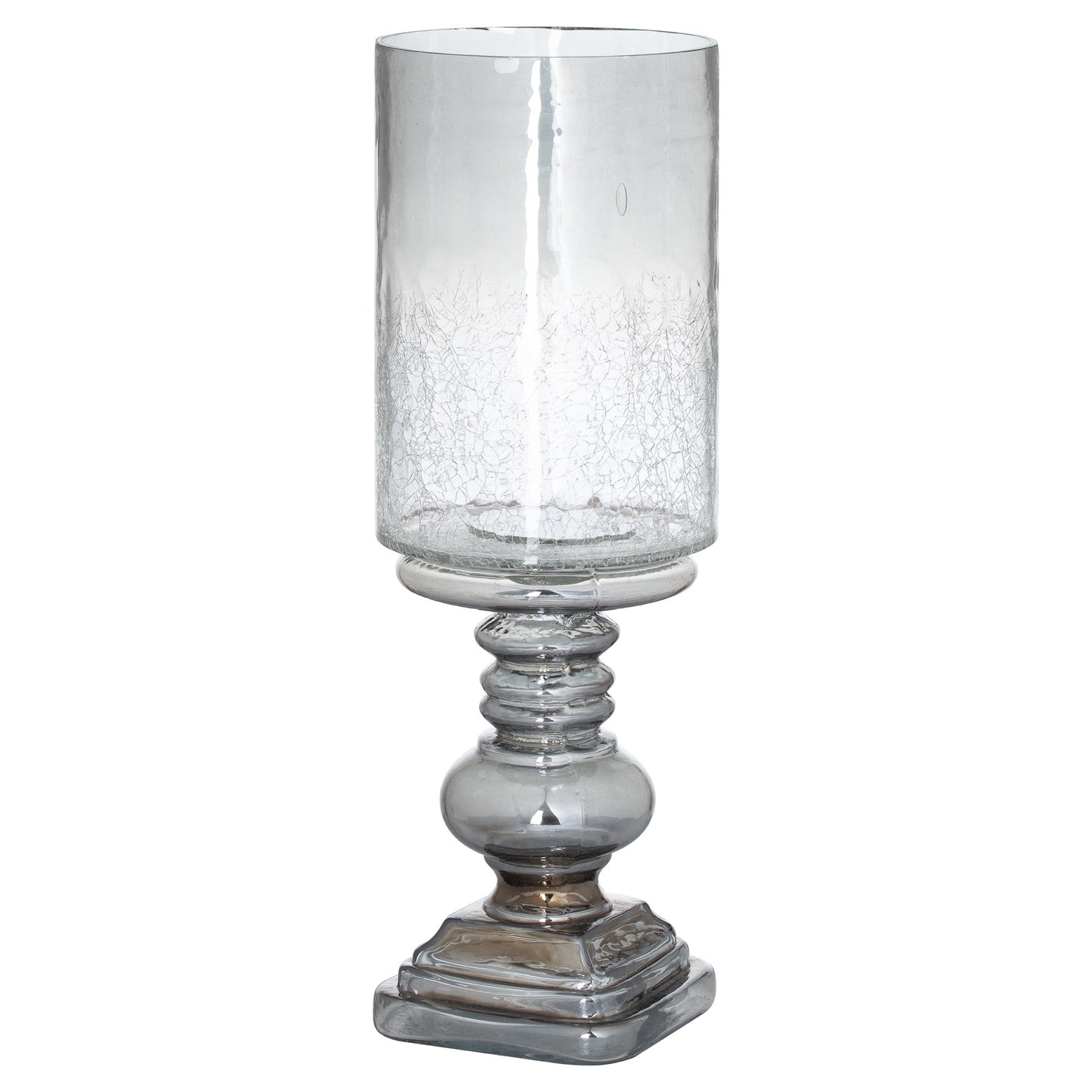 Medium Smoked Glass Crackled Top Candle Holder 43cm